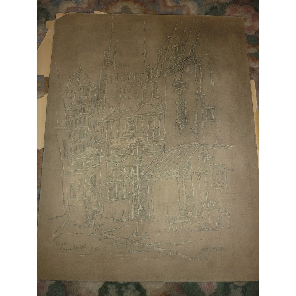 Rue Galande Paris 1968 Sketch Drawing by Larry Hilburn Street Scene‎ Art